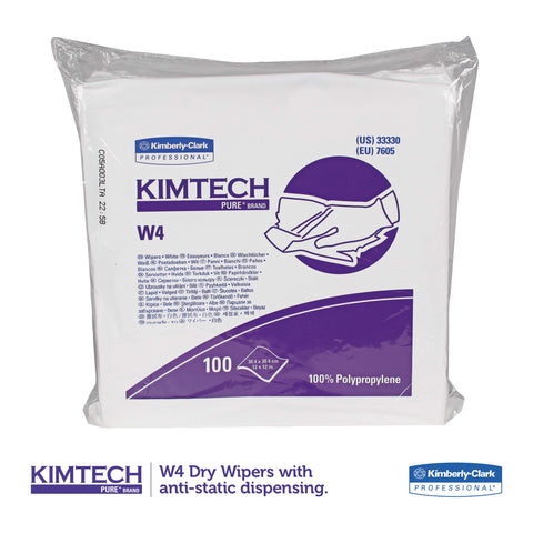 Pure Disposable Wiper With W4 Dry, 12 Inch By 12 Inch White Heavy Duty, Anti Static, Low Lint, ISO Class 4 Cleanroom Certified packaging