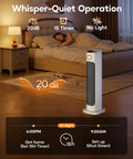 Instant Heat 1500W Infrared Tower Space Heater With Remote Three Hot Modes And Fan displayed in a quiet bedroom setting
