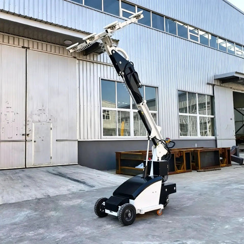 Built Tough Heavy Duty Vacuum Glass Lifter With Adjustable Frame Design And Pro Grade Suction Cup Robot lifting large glass pane outdoors.