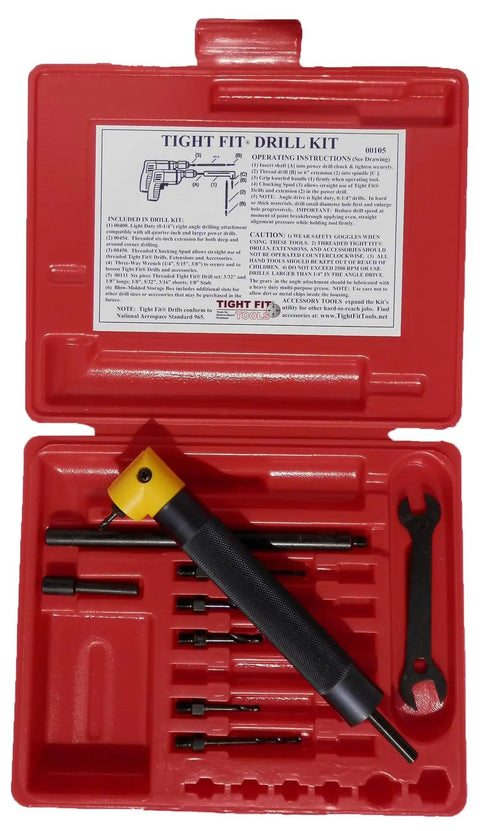 Right Angle Drill Attachment Kit For Tight Spaces, 90 Degree Adapter with red case, bits, wrench, DIY tool for tight corners