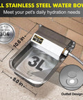 No Fuss Automatic Water Dispenser For Dogs And Livestock, 3 Liter Stainless Steel Faucet Bowl, with a durable outfall design.