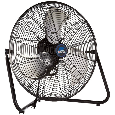 Black 20 Inch High Velocity Garage Floor Fan With Tilt Adjustable Head, 3 Speed Settings, Heavy Duty Industrial And Home Use Cooling