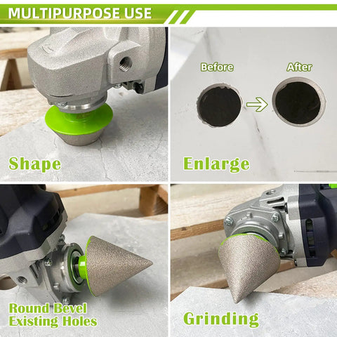 Pro Grade Diamond Core Drill Bits Set For Tile And Stone Hole Saw Kit 9 Pc in use for shaping, enlarging, grinding tiles