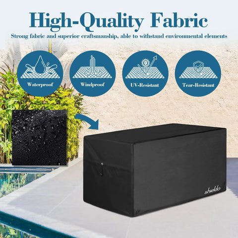 Heavy Duty 600D Polyester Deck Box Cover Waterproof All Weather Protection For 63 Inch Long By 30 Inch Wide By 28 Inch High Storage Box