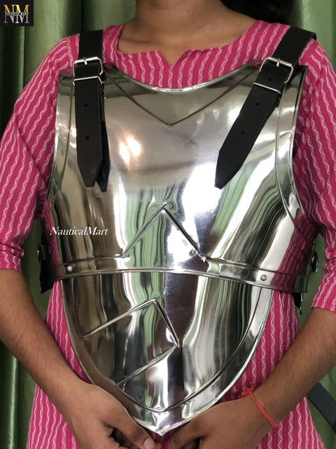 Armor Adventurer Warrior LARP Steel Cuirass Chest And Back Armor With Adjustable Leather Straps 18 Gauge Steel Rust Resistant