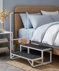 Senior Friendly Bed Step Stool For Adults And Elderly No Fuss Non Slip Stable Height Helper beside a bed in a cozy room