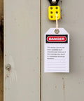 10 Piece Equipment Repair Tags PVC And Metal Lockout Hanging Tags for safety service on a cabinet door