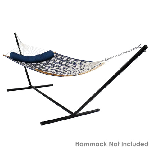 Go To Double Hammock Stand For Outdoor And Indoor Use 400 Pound Capacity 15 Foot Frame With Black Powder Coated Finish