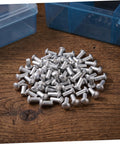 200 Pcs Solid Aluminum Dome Head Rivets M5x10 arranged on a wooden surface, used for DIY projects and workshop builds.