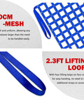 Heavy Duty Cargo Lifting Net 1212 Lbs 4.92x4.92 Ft With 10x10 Cm Mesh Polyester Hoist Net showing blue mesh and loops
