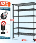 Heavy Duty Six Tier Rolling Storage Shelves With Industrial Swivel Wheels For Garage Organization And Vertical Shelving Setup Hella Tough Metal Rack With Sweet Free Rolling Casters For Kitchen Basement Space, 82 inch tall metal rack with flexible wheels.