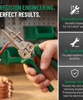 Heavy Duty 8 In 1 Wire Stripper And Voltage Tester With Beast Mode Crimping Pliers And Wire Twister used on copper wire for efficient stripping.
