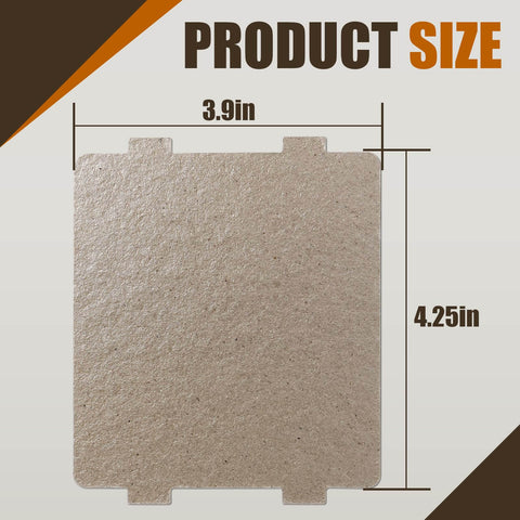 Waveguide Cover for Microwave Oven Replacement 5304464061 Mica Plate Sheets Two Pack showing product size dimensions.