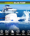 Beefed Up 1100 GPH 12V Automatic Boat Bilge Pump With Three Way Switch Panel And One And One Eighth Inch Diameter Plumbing Kit in marine use
