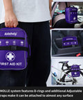 Premium 520 Piece First Aid Kit Large Emergency Medical Kit purple with MOLLE straps for car, bike, and backpack use