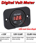 Straight Shooter DC 12V And 24V Digital Volt Gauge Meter with LED display and voltage range indicators.