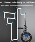No Sweat Concealed Pipe Threader Featuring Kickass Lithium Motor Infinite Speed Electric Cable Fishing Tool for Hidden Walls, shown with PVC pipe layout.