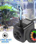 15W Submersible Water Pump With Dope LED Lights 260GPH For Pond Aquarium Water Feature Outdoor Fountain And Statuary Gardens