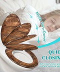 Generic Replacement Elongated Resin Toilet Seat for Home Use with wooden finish, soft close feature, and quiet operation.