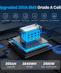 Image of self heating LiFePO4 battery with 200A BMS, 12.8V 300Ah, 3840Wh capacity for trolling motors, RVs, marine, solar, off grid use.