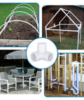Three Quarter Inch Three Way PVC Pipe Fittings Connectors For DIY Furniture Projects in garden frames and furniture uses