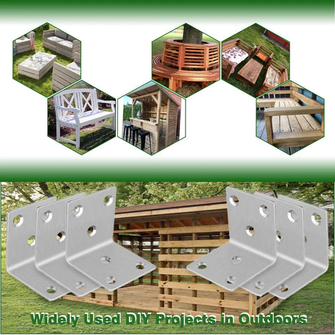 40 Pack 1.57 Inch Stainless Steel 304 Heavy Duty L Brackets With Slot 90 Degree Corner Shelf Brackets for wood furniture outdoors