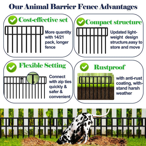 14 Pack No Dig Fence Panels 19.5 Feet Long And 13 Inch High Animal Barrier For Dogs And Small Pets Metal Garden Border Fence For Outdoor Yard And Patio 14 Panels To Stop Digging And Protect Your Plants