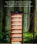 Premium 380L Humidor Cabinet With Constant Temperature And Humidity Wood Frame In Piano Black Finish