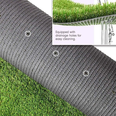 UV Resistant Artificial Turf Synthetic Grass For Outdoor Lawn That Looks Real Non Toxic Garden Flooring For Terrace Balcony And Yard Low Maintenance Durable Mat With Drainage 1x6m Or 3x20ft showing drainage holes and grass texture