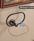 Dope Oil Rubbed Bronze Towel Ring Wall Mount For Bathroom with 180° rotatable oval hand towel holder on wall