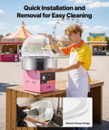 Clear Acrylic Dome Shield For Cotton Candy Machine, 21 Inch Bubble Cover with Bottom Groove on a pink floss maker