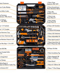 Go-To 368-Piece Home Repair Tool Kit With Drawer Toolbox Set Built Tough For Home Office Garage And DIY Projects Includes Hammer Pliers Screwdrivers Wrench Tape Measure And More shown open with tools