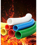 Pro Grade Heavy Duty Flexible PP Corrugated Conduit For No Sweat Wire Routing And Flame Resistant Cable Armor Tough Ribbed Cover gliding past tight spots in various colors.