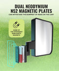 Illustration of dual Neodymium magnets in Magnetic Golf Cart Mirrors 2.0 No Drilling Ultra Strength Magnets Two Folding Side Mirrors