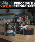 Rugged Heavy Duty Waterproof Repair Tape For Wet And Underwater Surfaces Patch Leaks Indoors Outdoors Black 4 Inch By 5 Foot One Roll With Extra Thick Rubberized Adhesive For Quick Fixes seen in packaging on a workbench.