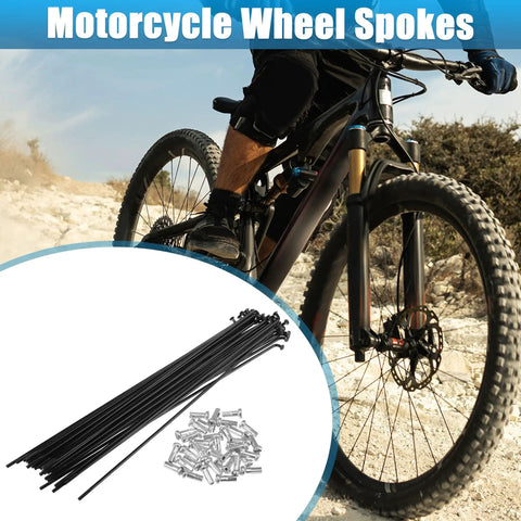 14G J Bend Bicycle Spokes Set with Brass Nipples, 187mm Length, 36 Pieces, Steel MTB Spokes for Mountain Bike Replacement