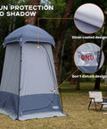 Outdoor Privacy Shower Tent With Dressing Room And Portable Toilet showcasing silver coated and no shadow design features.