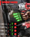 Pro Level Cordless Impact Wrench 3 8 Inch Plays Nice With Milwaukee 18 Volt Batteries showing 4 speed modes and LED indicators.