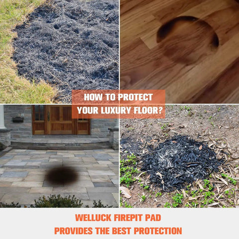 Round Fire Pit Mat for Deck and Patio, Heat Reflective 3 Layer Grill Pad, 36 Inch Waterproof Floor Protector damage examples