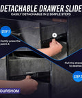 Step-by-step guide for using Hella Smooth 12 Inch Side Mount Drawer Slides Built With Full Extension Ball Bearings.