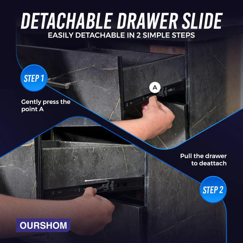 Step-by-step guide for using Hella Smooth 12 Inch Side Mount Drawer Slides Built With Full Extension Ball Bearings.