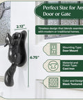 Black Cast Iron Squirrel Shaped Door Knocker With Mounting Hardware, 6.75 Inch Front Door Accessory, Weatherproof Finish Built To Withstand Weather, Adds Rustic Curb Appeal For Nature Lovers mounted on white door