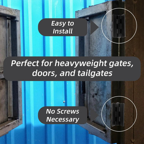 Heavy Duty Weldable Steel Butt Hinges 3 Inch Set Of 6 Rust Resistant Black Finish 12 Gauge Built Tough For Gates Doors Trailers Long Lasting And Easy Install on metal gate