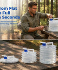 Man using Leakproof Spigot Collapsible Water Container With Handle Accordion Foldable Jug For Camping
