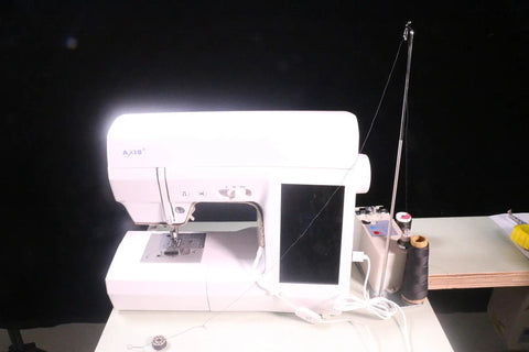 Portable Automatic Bobbin Winder for Sewing Machines With Thread Spool Pin And Guide Rods No Fuss Easy To Use Compatible With Juki Janome Brother Singer Quilting Embroidery Max Outside Diameter 1.1 Inches Hole 1/4 Inch Width 0.46 Inch 110V with sewing machine setup