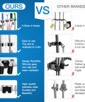 Comparison of Broom And Mop Holder Wall Mount With Five Slots And Four Hooks Self Adhesive Stainless Steel Organizer vs other brands