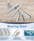 Five Pack 5/16 By 1 Bearing Steel Dowel Pins Cylindrical Shelf Support Pins For Wood And Metal Projects Heavy Duty Dowel Rod Fasteners That Stand Up To Corrosion shown on wood surface