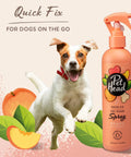 Hassle Free Dry Dog Shampoo Peach Scent Spot Wash For Pooches On The Go Natural Oil Blend Fast Drying Deodorizing Spray beside active dog.