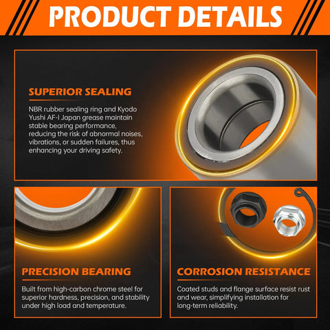 Front Wheel Bearing Kit 510089 For Honda Civic 2006 To 2020 And Acura ILX 2013 To 2014 Two Pack Front Left Or Right Bearing Replacement