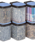 Stackable Clear Hardware Storage Bins Set With Blue Lids 1 Quart 8 Pack For Bolts Screws Nuts And Small Parts In Garage Or Workshop Easy Grab Containers For Quick DIY Access